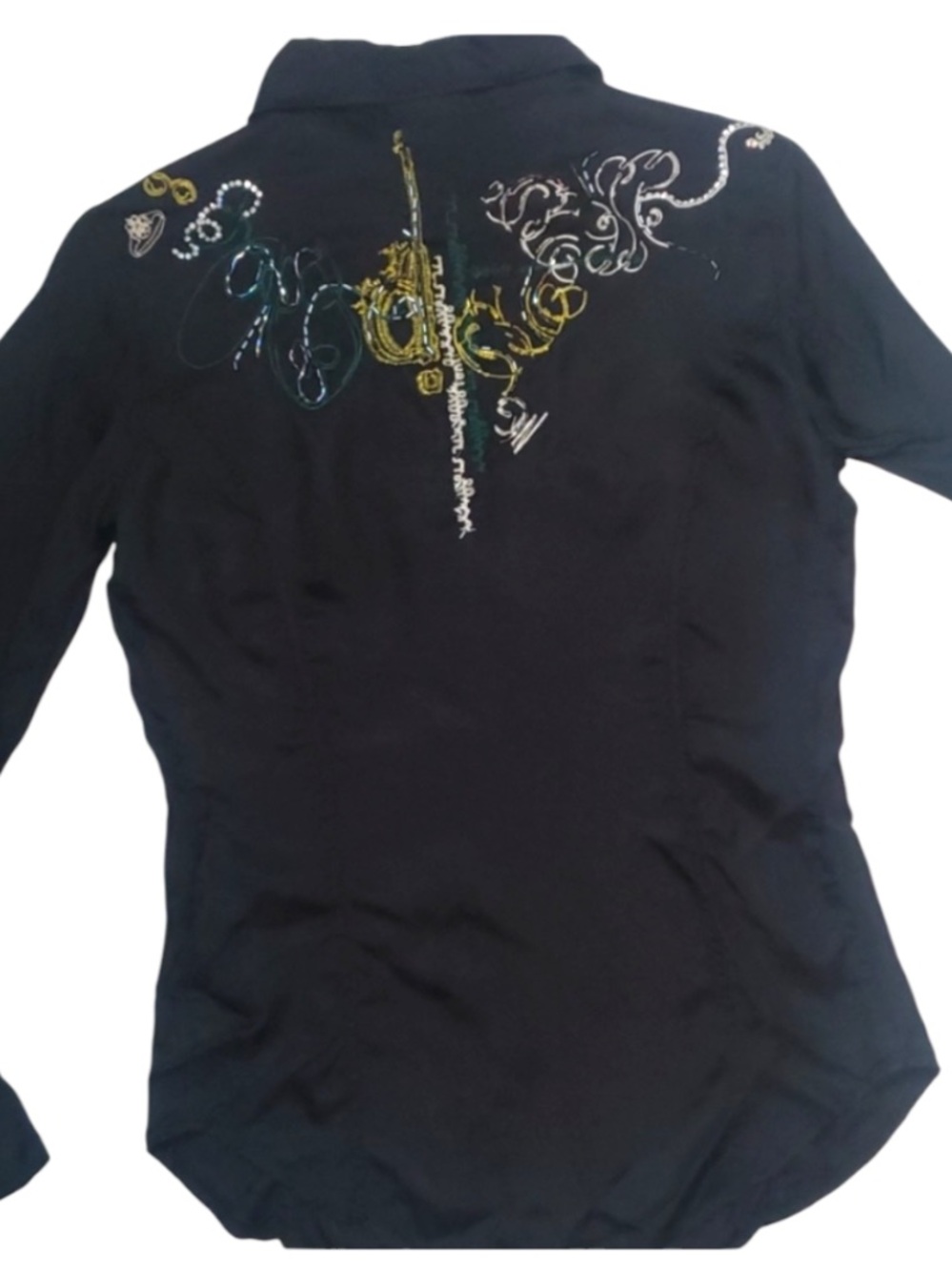 Diesel vintage 90’s beaded sequin button down shirt Hong Kong rhinestone cowgirl